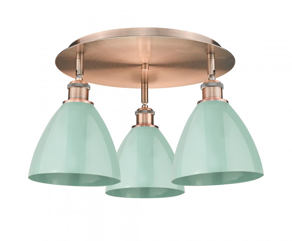 Plymouth - 3 Light - 19 inch - Antique Copper - Semi-Flush Mount