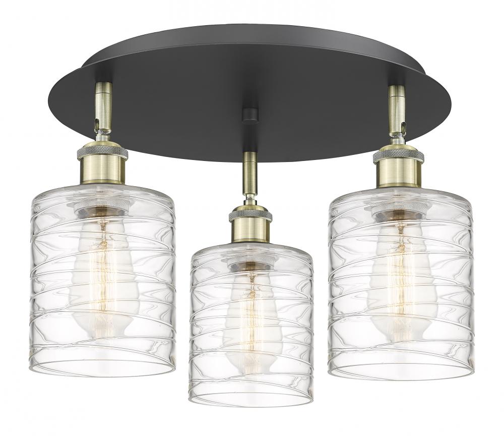 Cobbleskill - 3 Light - 17 inch - Black Antique Brass - Semi-Flush Mount