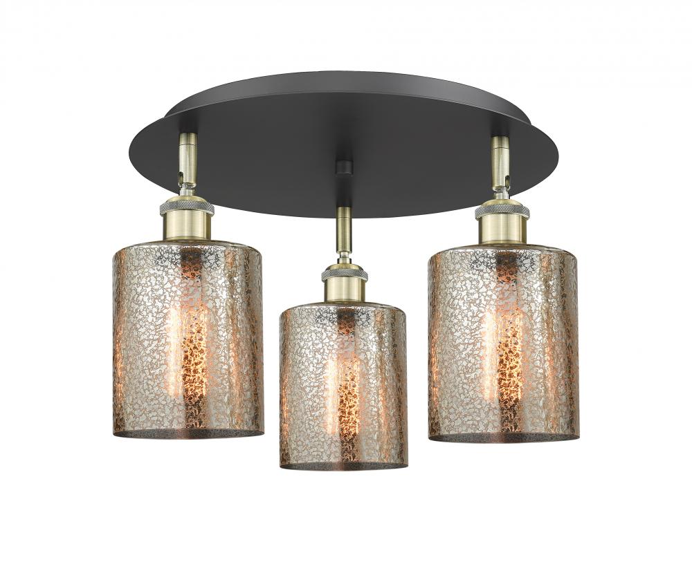 Cobbleskill - 3 Light - 17 inch - Black Antique Brass - Semi-Flush Mount