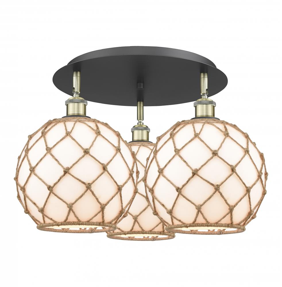 Farmhouse Rope - 3 Light - 22 inch - Black Antique Brass - Semi-Flush Mount