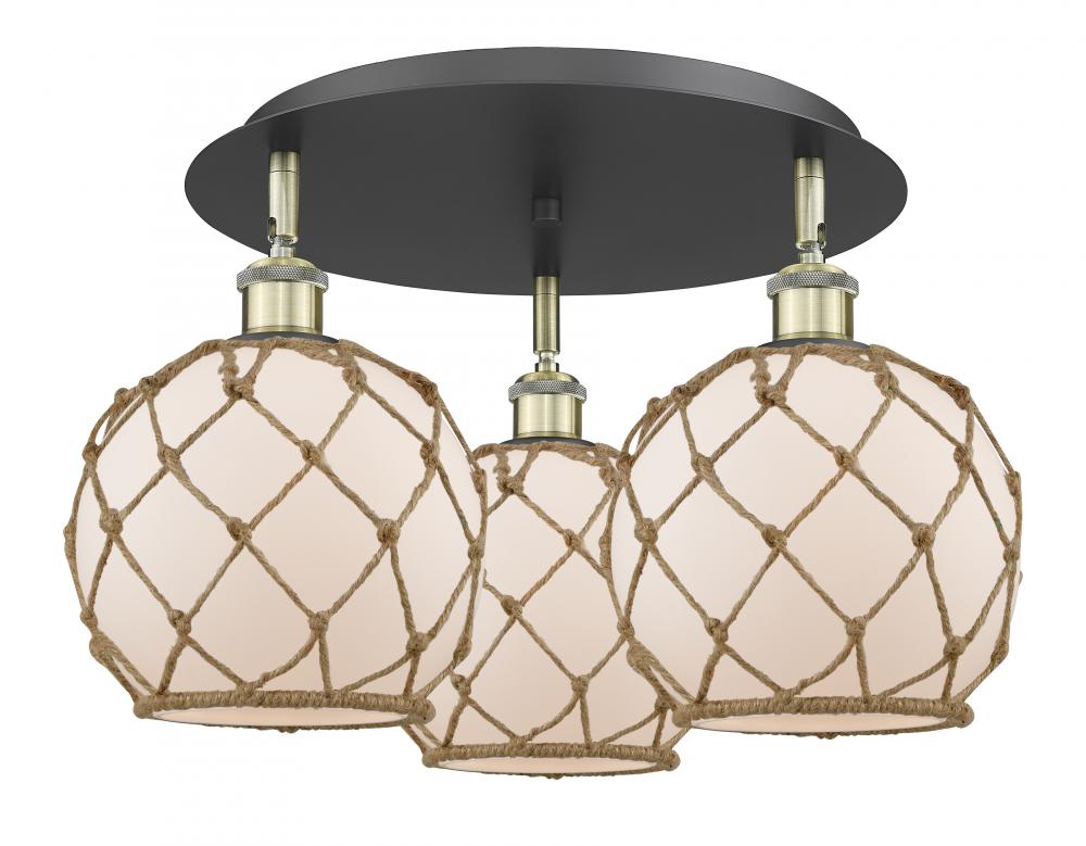 Farmhouse Rope - 3 Light - 20 inch - Black Antique Brass - Semi-Flush Mount