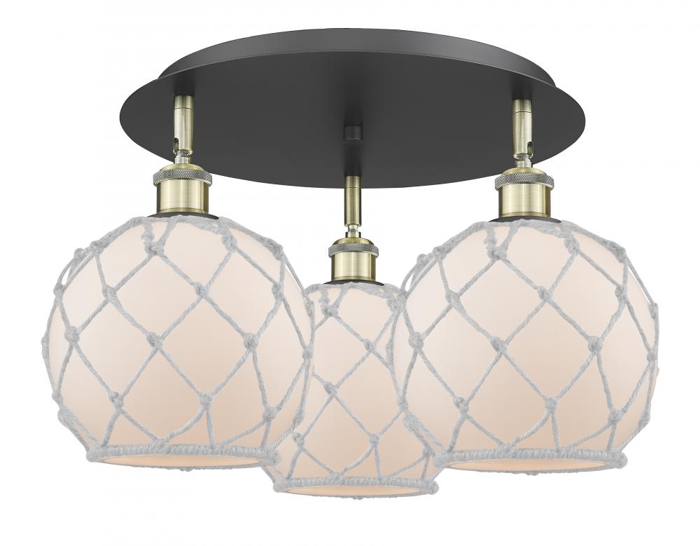 Farmhouse Rope - 3 Light - 20 inch - Black Antique Brass - Semi-Flush Mount