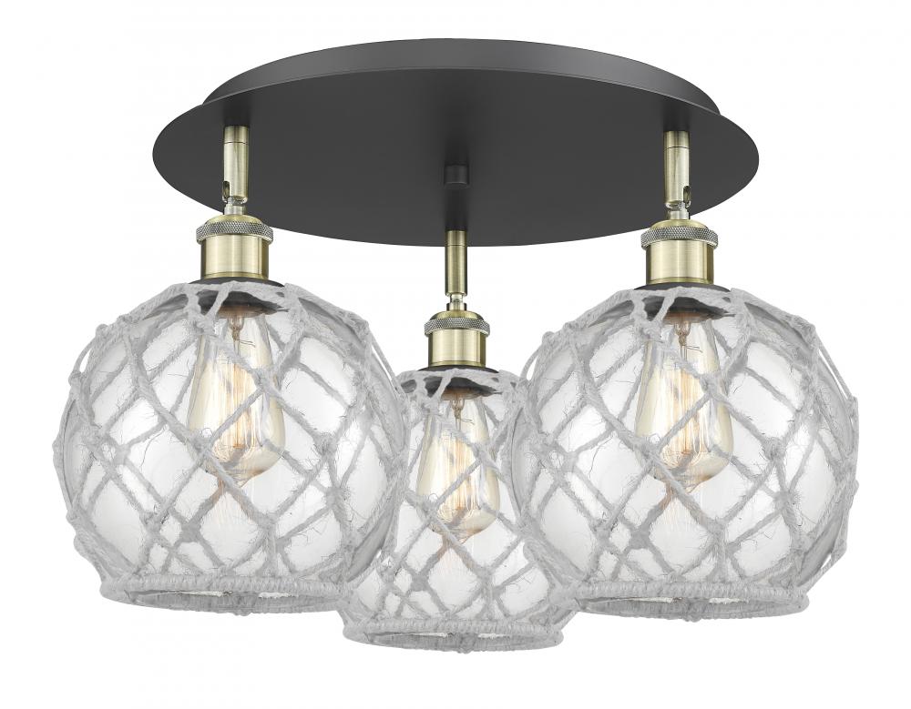 Farmhouse Rope - 3 Light - 20 inch - Black Antique Brass - Semi-Flush Mount