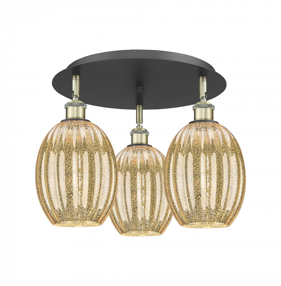 Preston Bulb - 3 Light - 18 inch - Black Antique Brass - Semi-Flush Mount