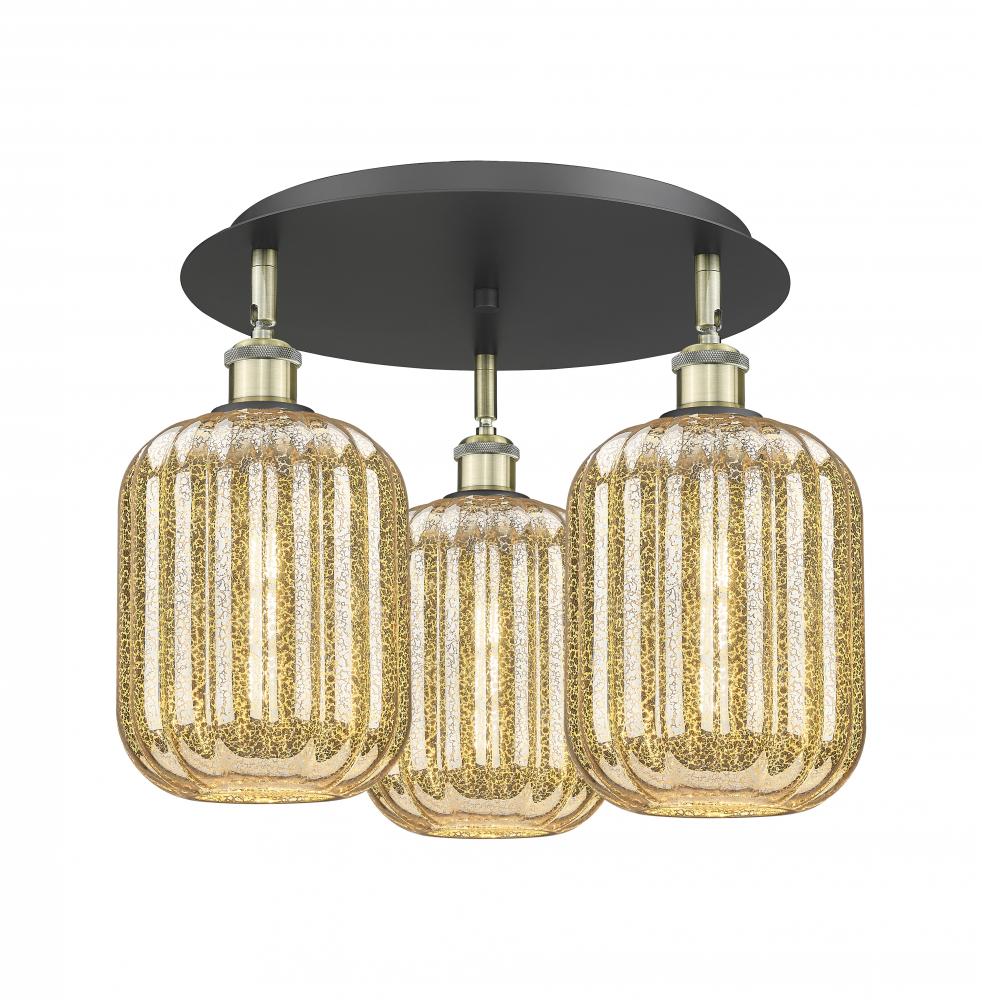 Preston Cylinder - 3 Light - 19 inch - Black Antique Brass - Semi-Flush Mount