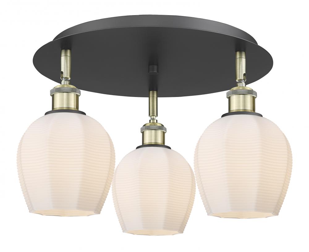 Norfolk - 3 Light - 18 inch - Black Antique Brass - Semi-Flush Mount