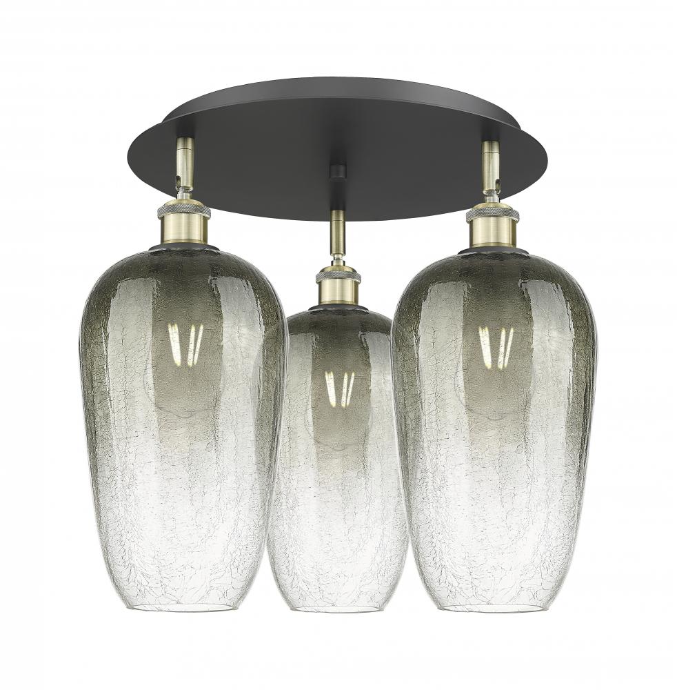 Brookhaven Flute - 3 Light - 19 inch - Black Antique Brass - Semi-Flush Mount