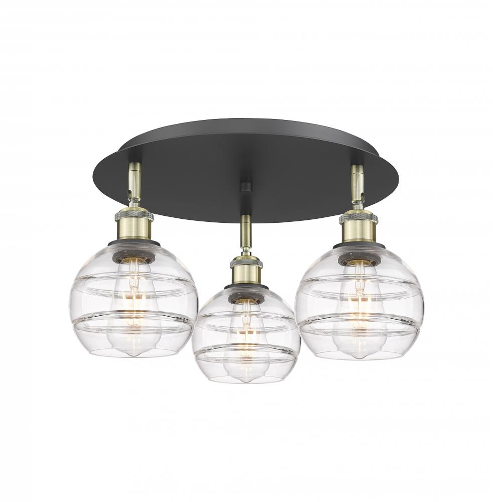 Rochester - 3 Light - 18 inch - Black Antique Brass - Semi-Flush Mount