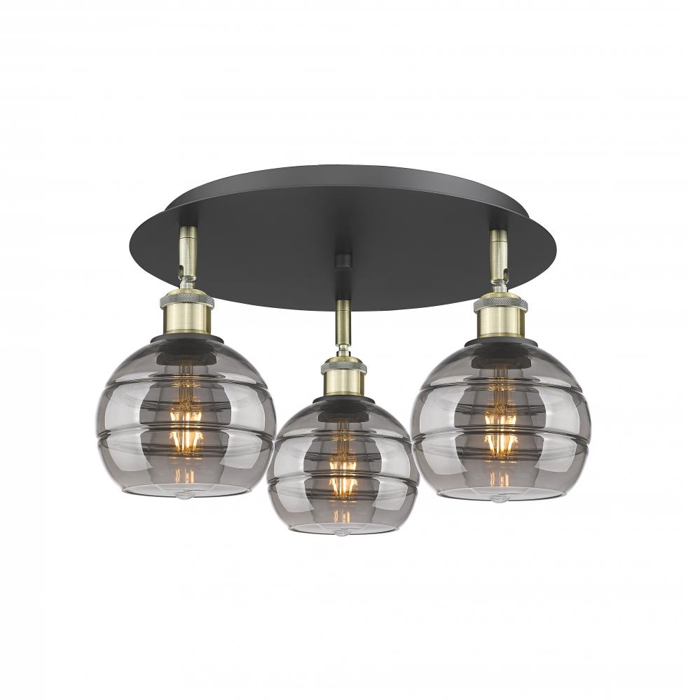 Rochester - 3 Light - 18 inch - Black Antique Brass - Semi-Flush Mount