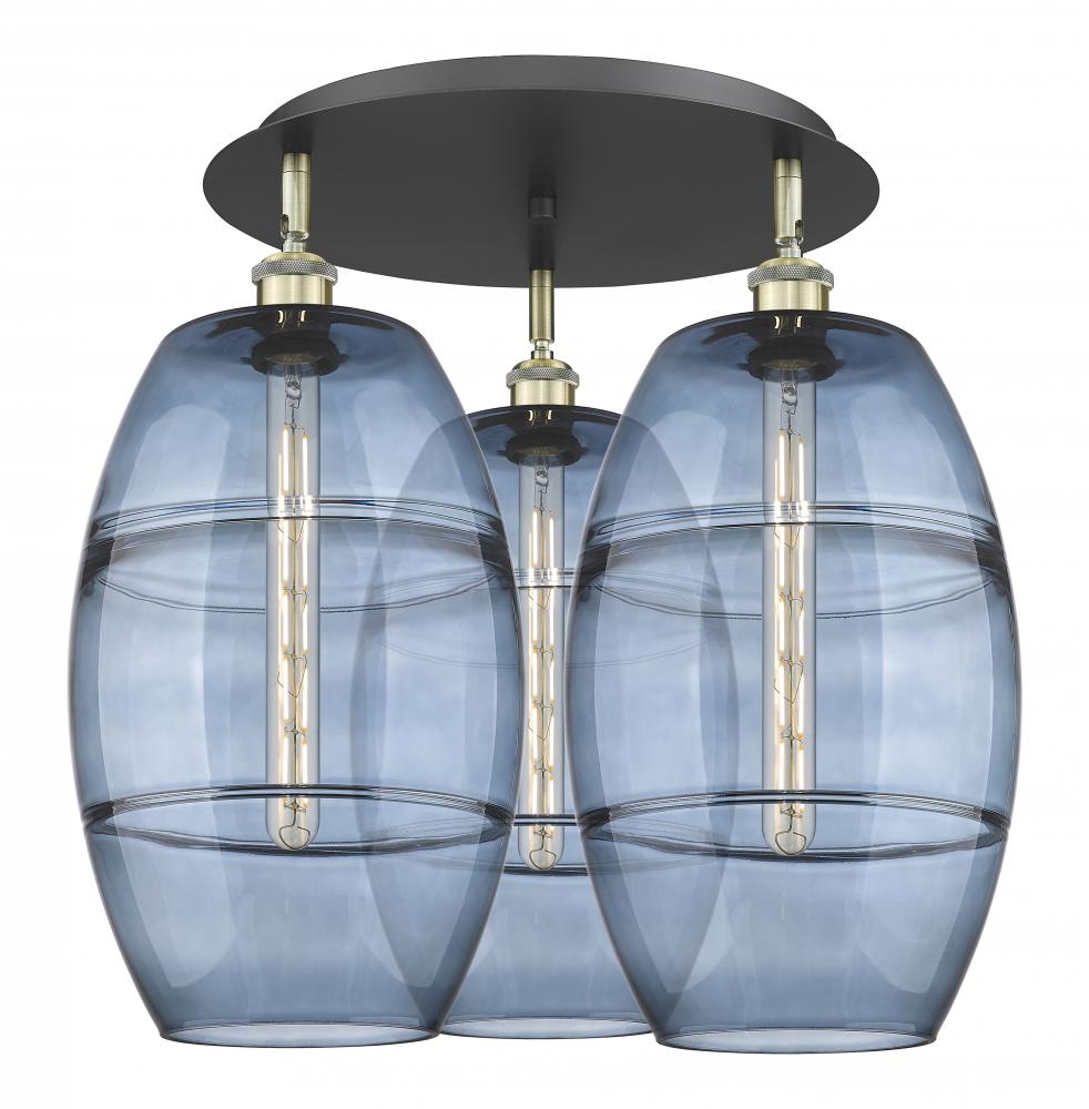 Vaz - 3 Light - 22 inch - Black Antique Brass - Semi-Flush Mount