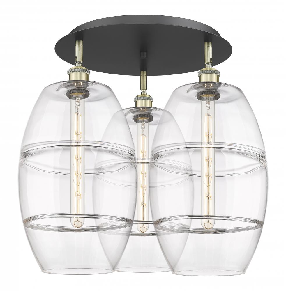 Vaz - 3 Light - 22 inch - Black Antique Brass - Semi-Flush Mount