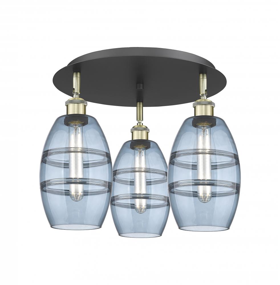 Vaz - 3 Light - 18 inch - Black Antique Brass - Semi-Flush Mount