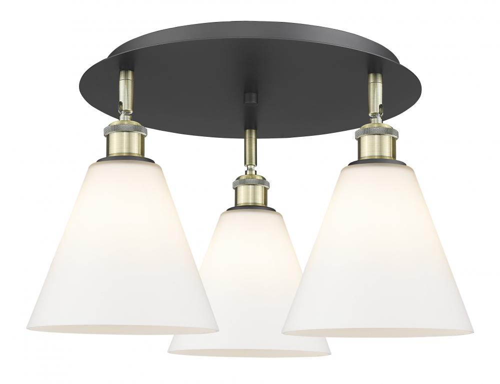 Berkshire - 3 Light - 20 inch - Black Antique Brass - Semi-Flush Mount