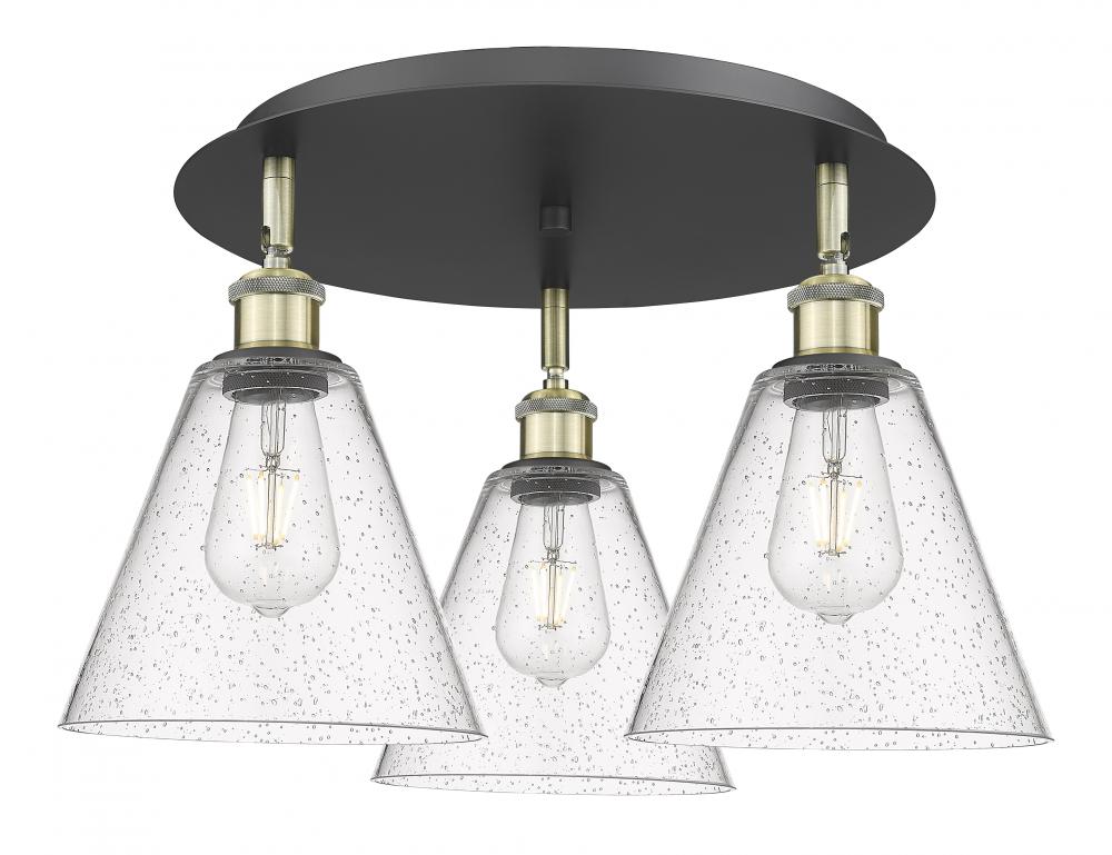 Berkshire - 3 Light - 20 inch - Black Antique Brass - Semi-Flush Mount