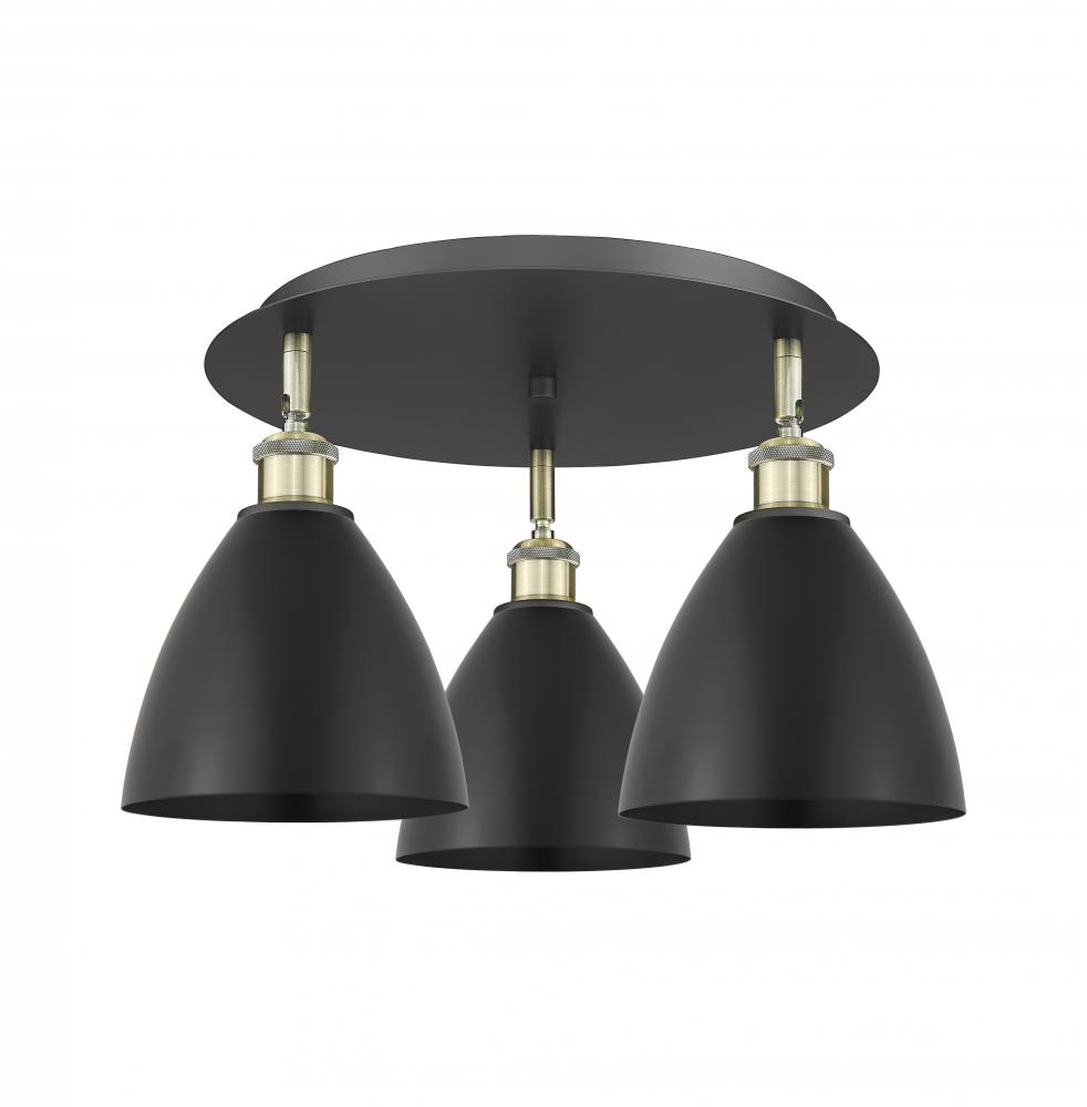 Bristol - 3 Light - 19 inch - Black Antique Brass - Semi-Flush Mount