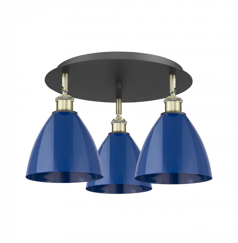 Plymouth - 3 Light - 19 inch - Black Antique Brass - Semi-Flush Mount