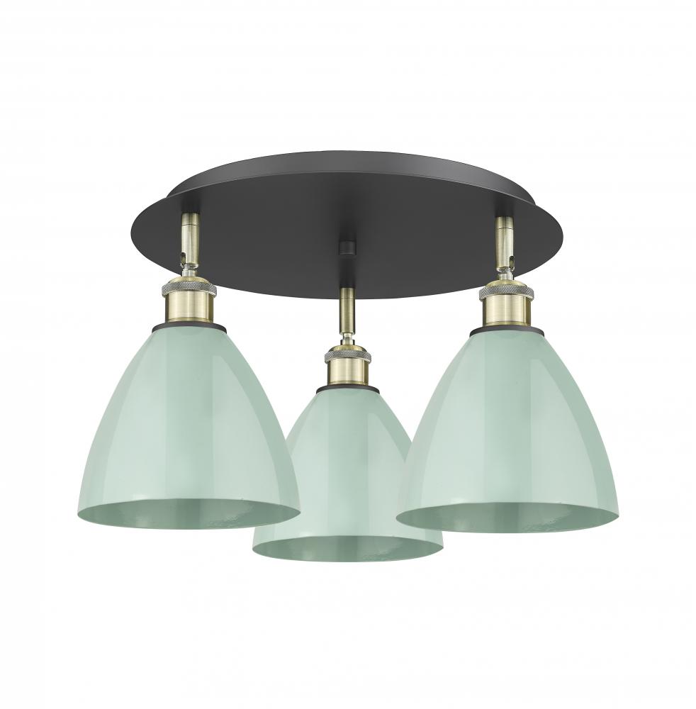 Plymouth - 3 Light - 19 inch - Black Antique Brass - Semi-Flush Mount