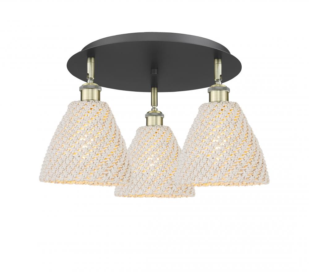 Bristol Natural - 3 Light - 6 inch - Black Antique Brass - Semi-Flush Mount