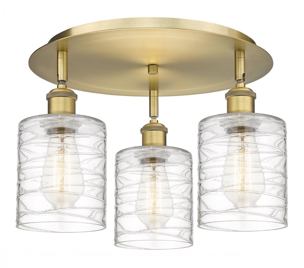 Cobbleskill - 3 Light - 17 inch - Brushed Brass - Semi-Flush Mount