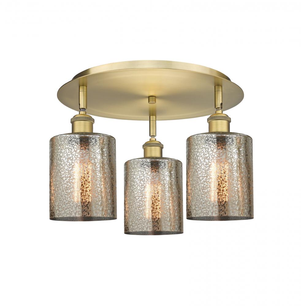 Cobbleskill - 3 Light - 17 inch - Brushed Brass - Semi-Flush Mount