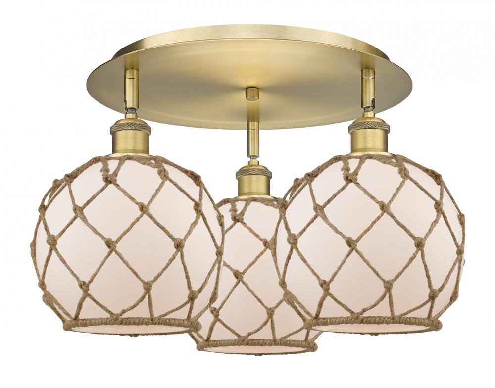 Farmhouse Rope - 3 Light - 20 inch - Brushed Brass - Semi-Flush Mount