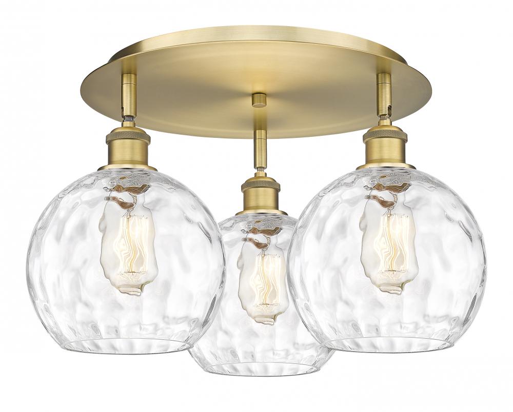 Athens Water Glass - 3 Light - 20 inch - Brushed Brass - Semi-Flush Mount