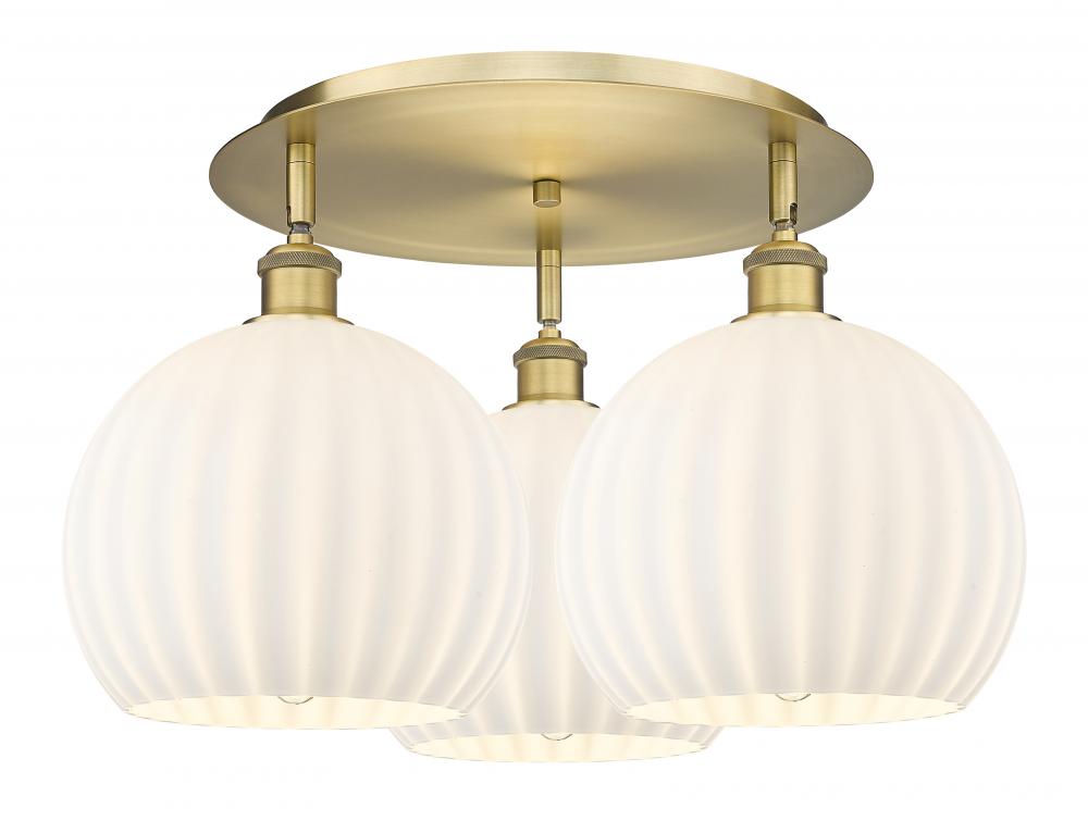 White Venetian - 3 Light - 22 inch - Brushed Brass - Semi-Flush Mount