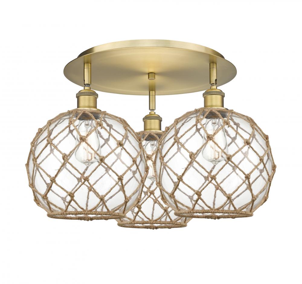 Farmhouse Rope - 3 Light - 22 inch - Brushed Brass - Semi-Flush Mount