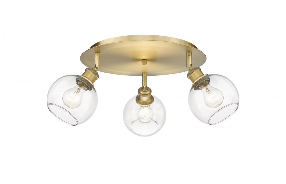 Athens - 3 Light - 18 inch - Brushed Brass - Semi-Flush Mount