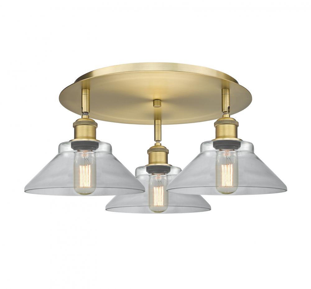 Orwell - 3 Light - 20 inch - Brushed Brass - Semi-Flush Mount