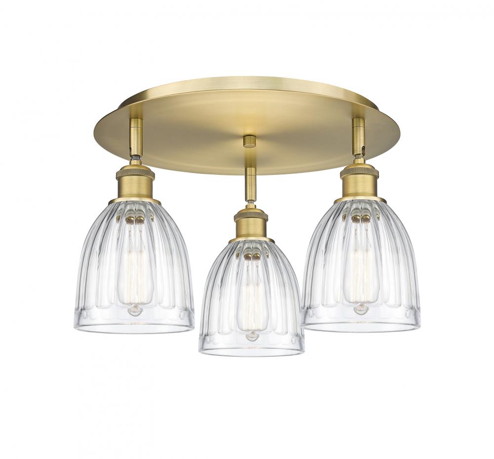 Brookfield - 3 Light - 18 inch - Brushed Brass - Semi-Flush Mount
