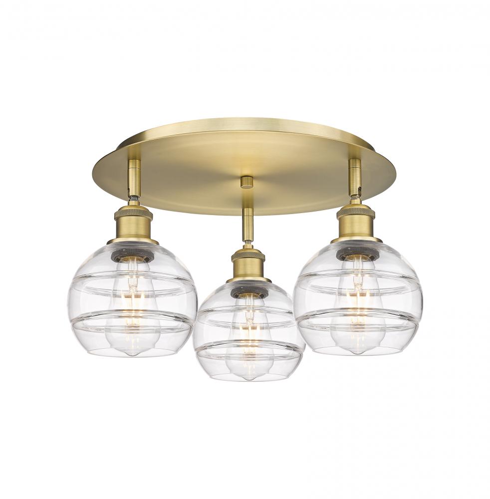 Rochester - 3 Light - 18 inch - Brushed Brass - Semi-Flush Mount