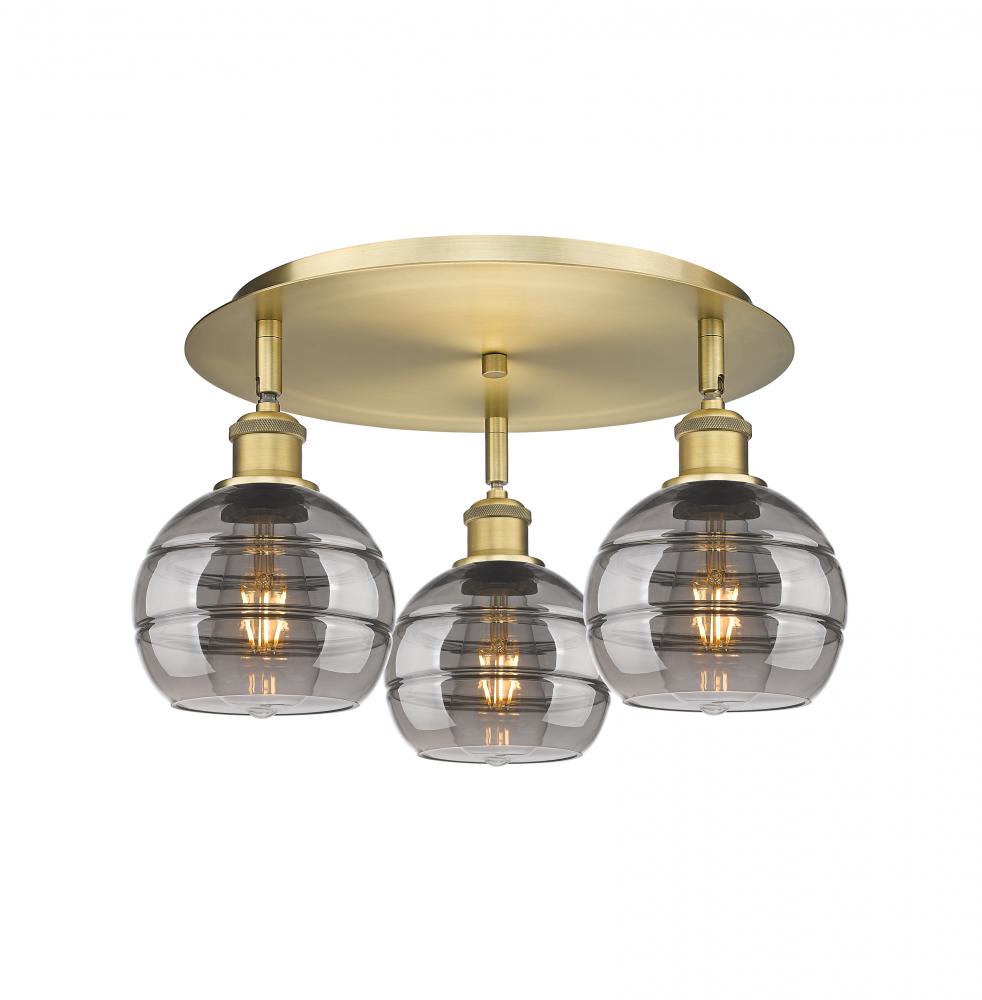 Rochester - 3 Light - 18 inch - Brushed Brass - Semi-Flush Mount