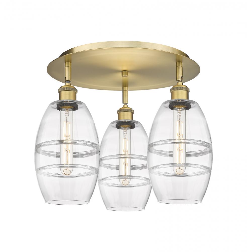 Vaz - 3 Light - 18 inch - Brushed Brass - Semi-Flush Mount
