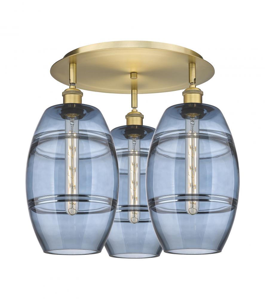 Vaz - 3 Light - 20 inch - Brushed Brass - Semi-Flush Mount