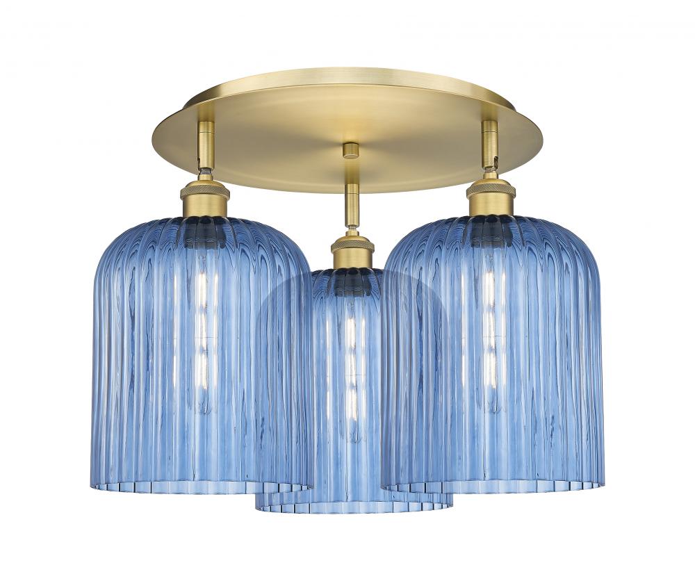 Bridal Veil - 3 Light - 17 inch - Brushed Brass - Semi-Flush Mount