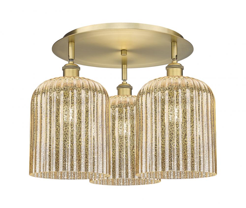Bridal Veil - 3 Light - 17 inch - Brushed Brass - Semi-Flush Mount