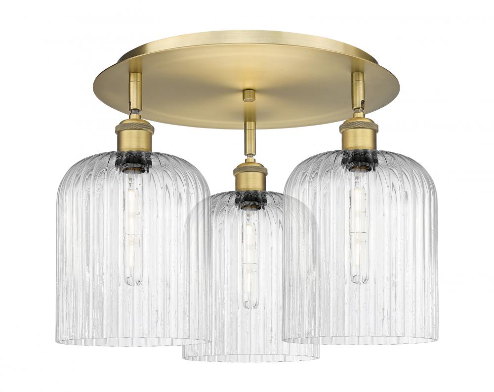 Bridal Veil - 3 Light - 17 inch - Brushed Brass - Semi-Flush Mount