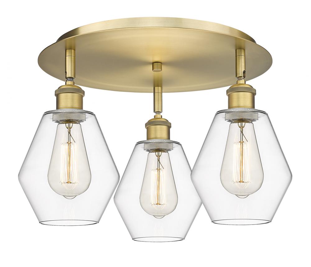 Cindyrella - 3 Light - 18 inch - Brushed Brass - Semi-Flush Mount