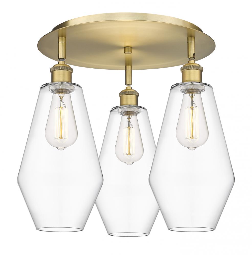 Cindyrella - 3 Light - 19 inch - Brushed Brass - Semi-Flush Mount