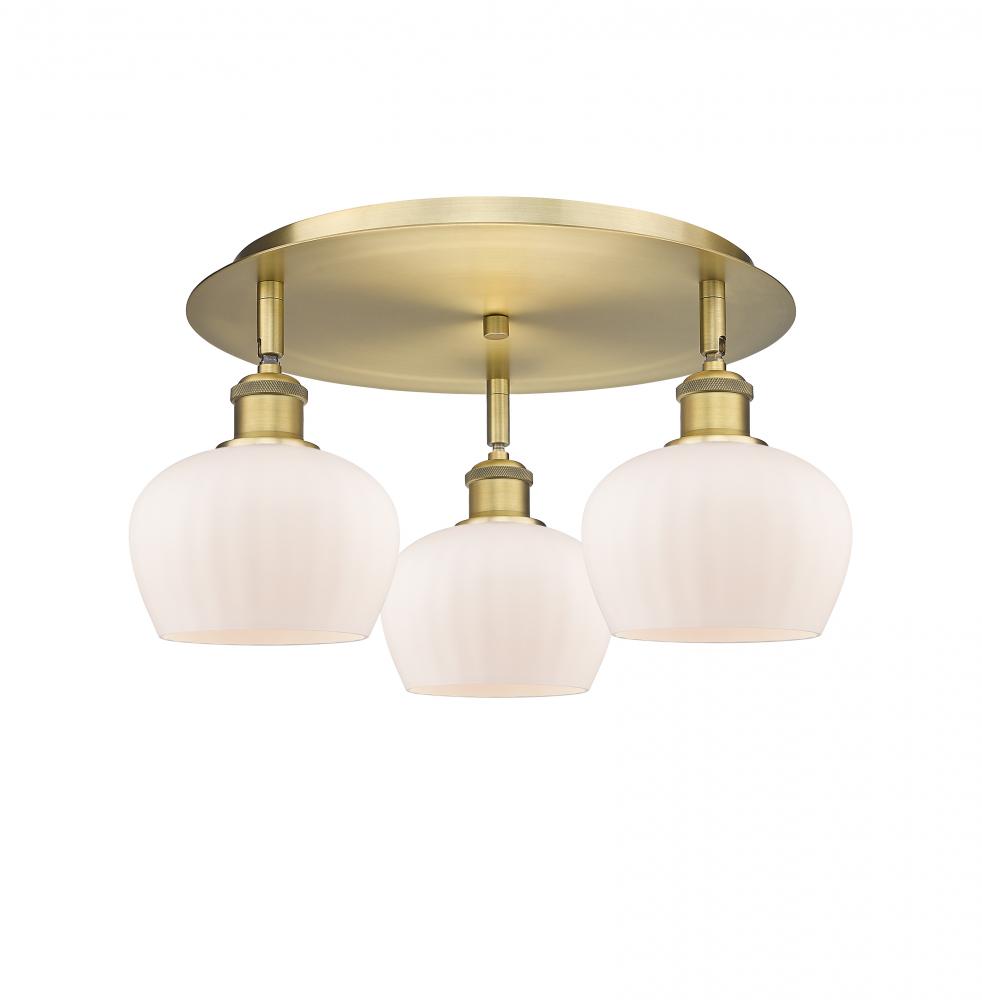 Fenton - 3 Light - 18 inch - Brushed Brass - Semi-Flush Mount