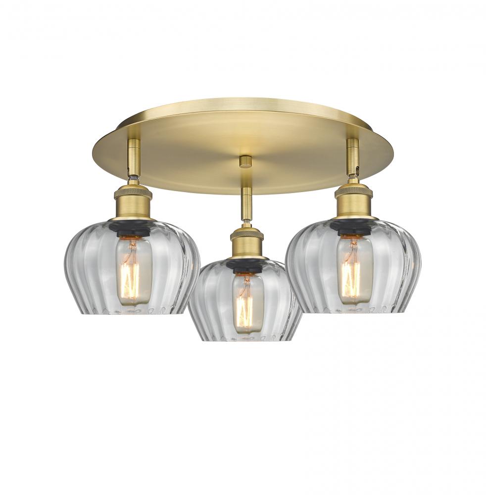 Fenton - 3 Light - 18 inch - Brushed Brass - Semi-Flush Mount