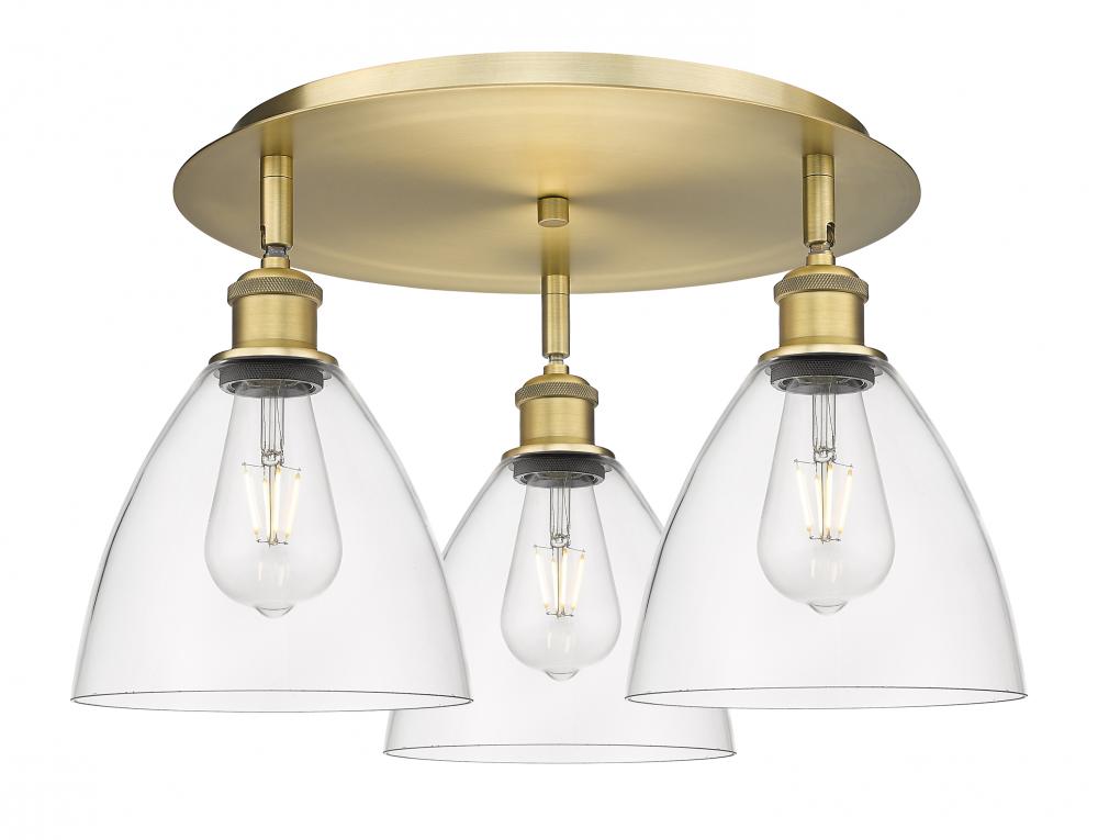 Bristol - 3 Light - 19 inch - Brushed Brass - Semi-Flush Mount