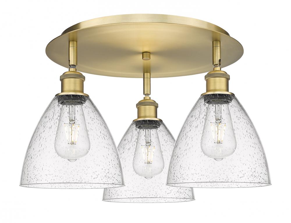 Bristol - 3 Light - 19 inch - Brushed Brass - Semi-Flush Mount