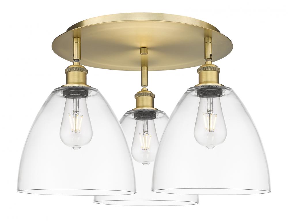 Bristol - 3 Light - 21 inch - Brushed Brass - Semi-Flush Mount