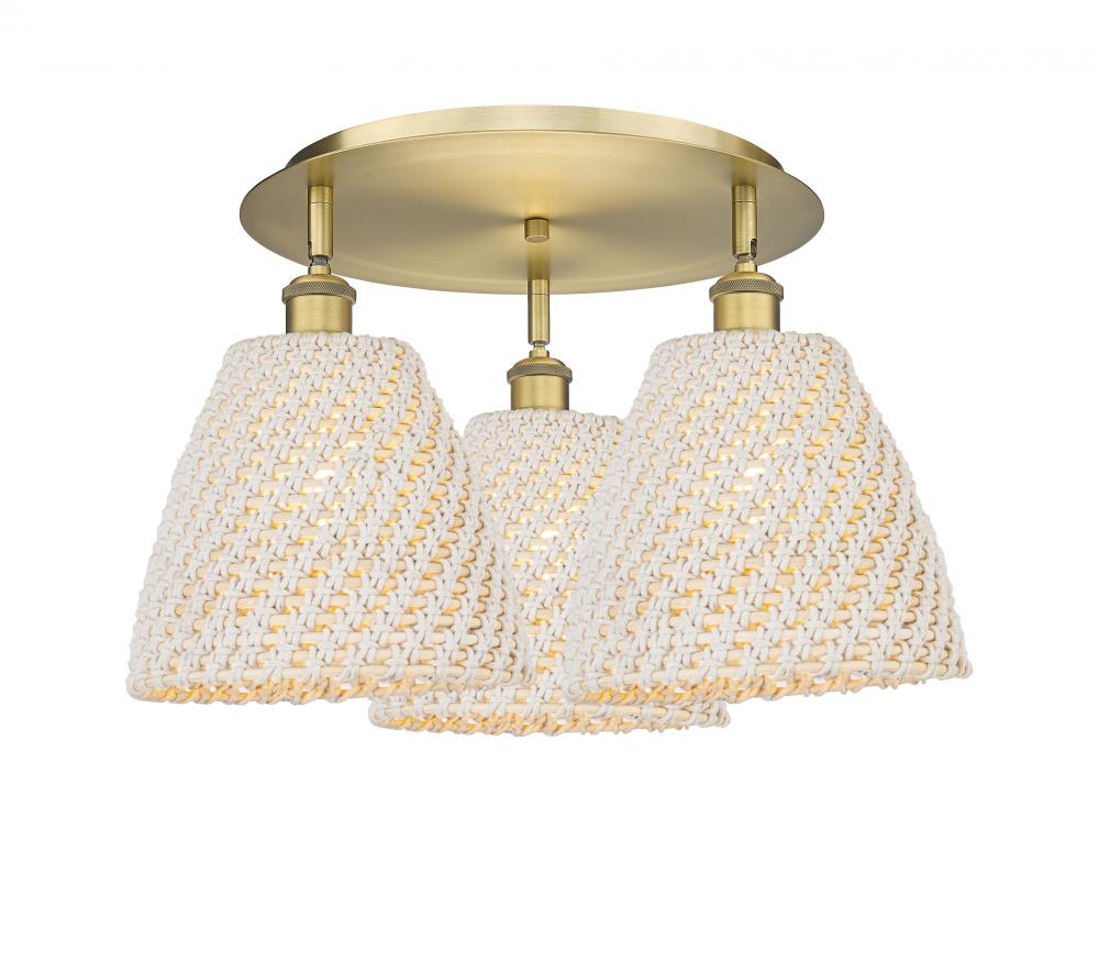 Bristol Natural - 3 Light - 21 inch - Brushed Brass - Semi-Flush Mount