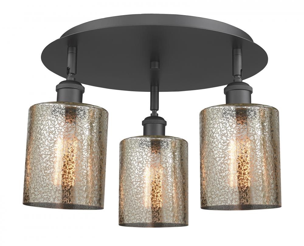 Cobbleskill - 3 Light - 17 inch - Matte Black - Semi-Flush Mount