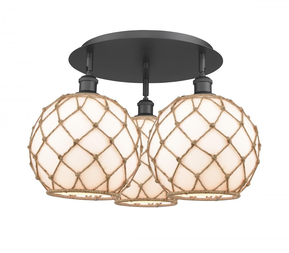 Farmhouse Rope - 3 Light - 22 inch - Matte Black - Semi-Flush Mount