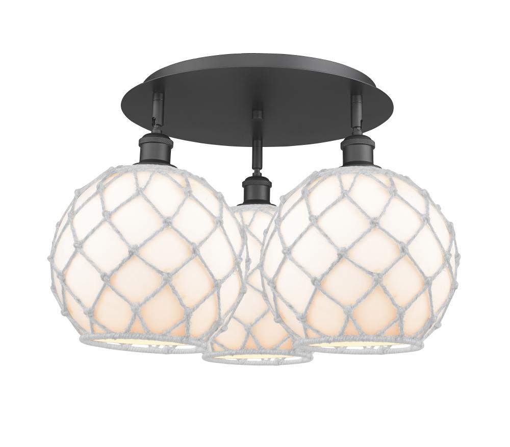 Farmhouse Rope - 3 Light - 22 inch - Matte Black - Semi-Flush Mount