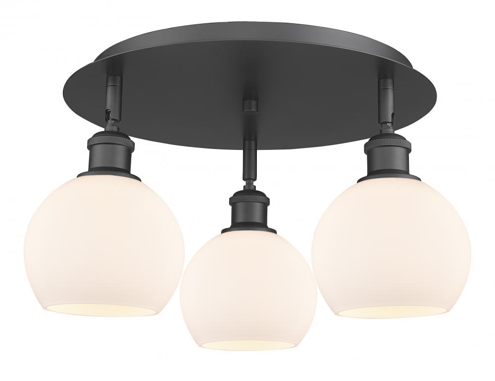 Athens - 3 Light - 18 inch - Matte Black - Semi-Flush Mount